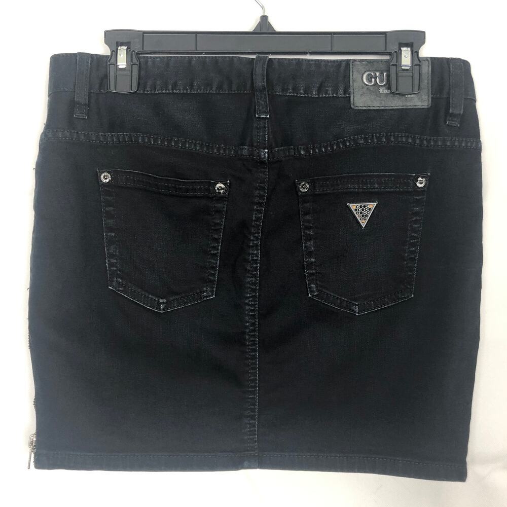 Guess Jeans 5-Pocket Black Washed Denim Skirt Size 26 - Picture 7 of 12